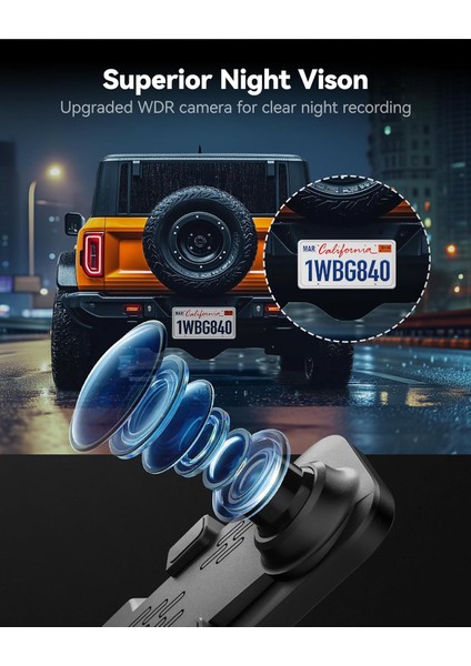 12" G840S 4K Ayna Dashcam, Ön & Arka Kamera, 5,8 Ghz Wifi, IPS Dokunmatik Ekran