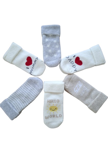 OKAYRO Organic %100 Organik Pamuk Havlu Örgü Bebek Çorap Seti | Hediye Kutulu Yenidoğan 6’lı | Baby Shower modelleri