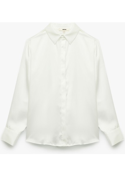 Regular Fit Uzun Kollu Klasik Yaka Saten Gömlek