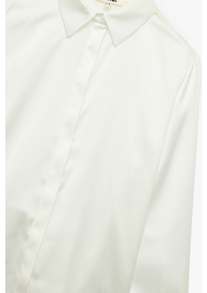 Regular Fit Uzun Kollu Klasik Yaka Saten Gömlek modelleri