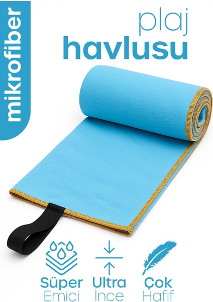 Unisex Mikrofiber Plaj Havlusu 80X130 cm Yumuşak Dokulu Deniz Banyo Sporcu Havlusu Large Boy Turkuaz indirimleri