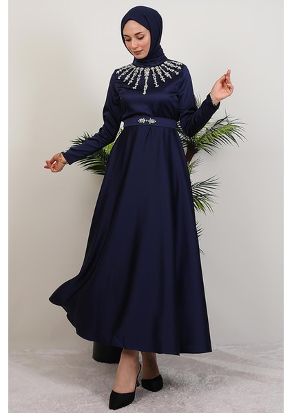 Taş Işleme Detay Elbise Lacivert fiyatları