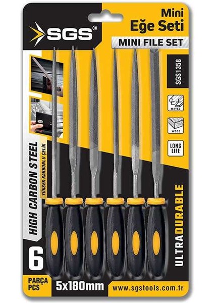 6 Parça Mini Eğe Seti 5*180 mm