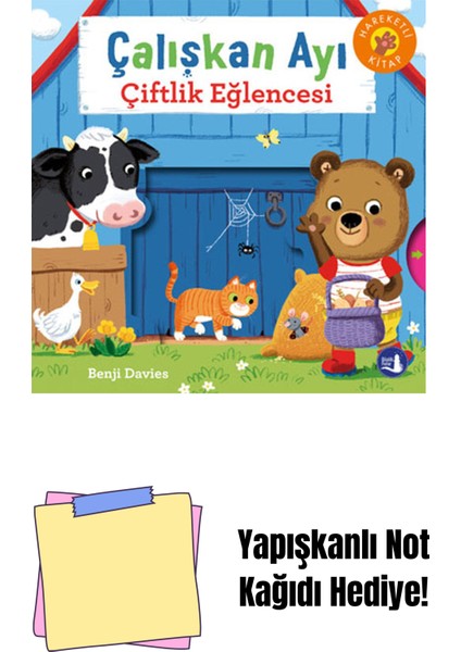 Çalışkan Ayı - Çiftlik Eğlencesi (Ciltli - Hareketli Kitap) + Yapışkanlı Not Kağıdı