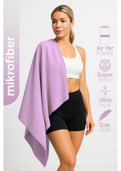 Unisex Mikrofiber Plaj Havlusu 80X130 cm Yumuşak Dokulu Deniz Banyo Sporcu Havlusu Large Boy Mor