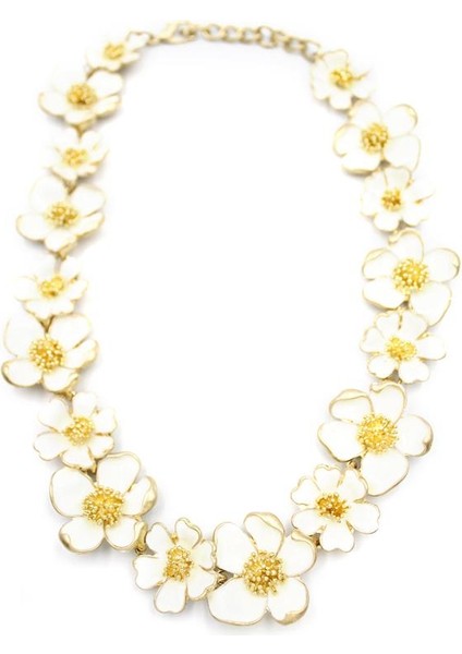 Mineli Çiçek Kolye - Krem fiyatları