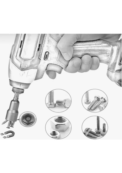 Manyetik Somun Sıkma Adaptörü Çatı Vidası Sıkma 12 mm (5 Adet) modelleri