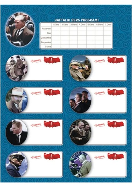 Atatürk Ders Programlı Etiket 3 Adet