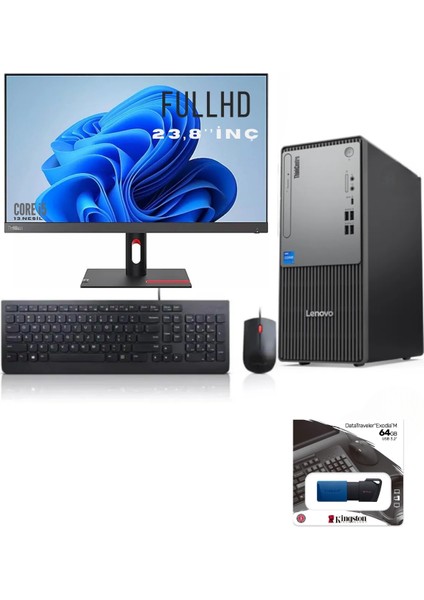 Thinkcentre Neo 50T G5 12UB000BTR Core I5 13400-16 GB Ddr5 RAM-512 GB Windows 11 Pro+ 23,8'' Monitör