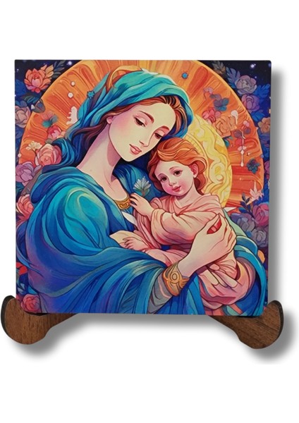 Meryem Ana ve Bebek Isa Ahşap Dekor