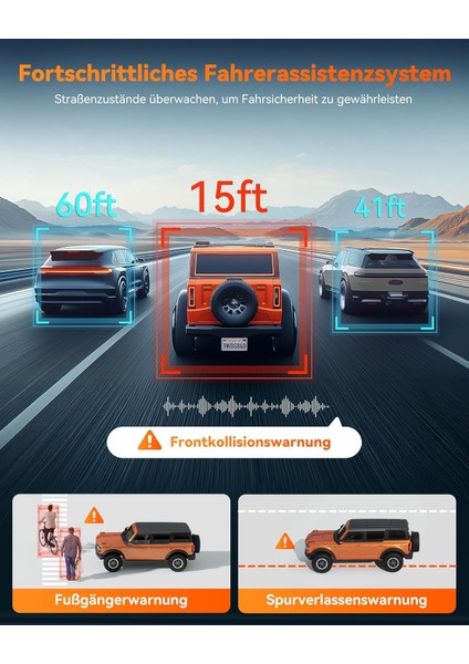12" G840H Ayna Dashcam, 2.5k Ön & 1080P Arka Kamera, Adas & Bsd