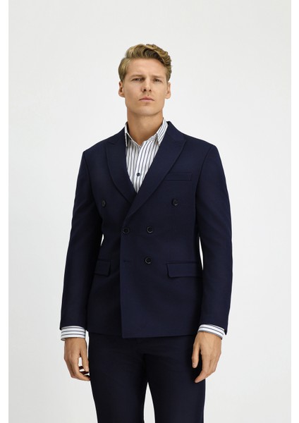 Slim Fit Dar Kesim Kruvaze Takım Elbise modelleri