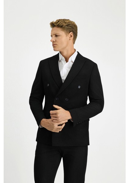 Slim Fit Dar Kesim Kruvaze Takım Elbise modelleri