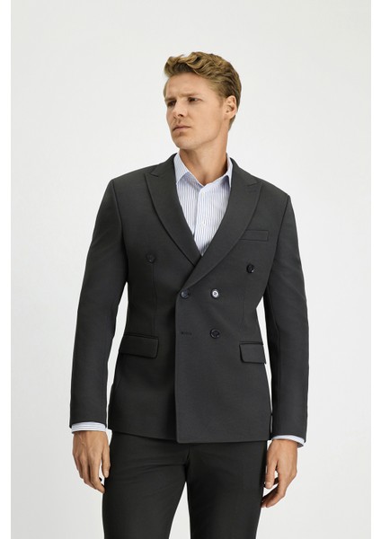 Slim Fit Dar Kesim Kruvaze Takım Elbise modelleri