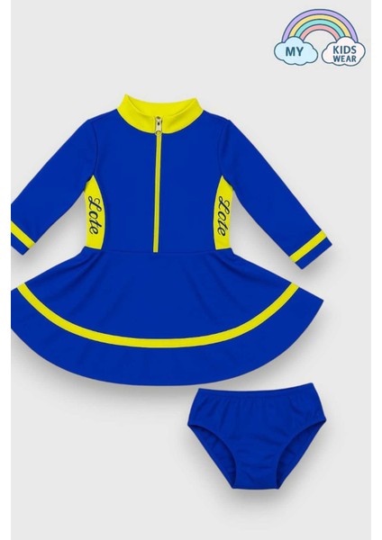 Kız Cocuk Uzun Kollu Elbiseli Mayo Takımı 2-12 Yaş 12004