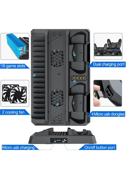 Ps4 Slim Ps4 Pro Çift Fanlı Dikey Soğutucu ve Kol Şarj Edici Ps4 Şarj Standı Oyun Depolama Ps4 Standı fiyatları