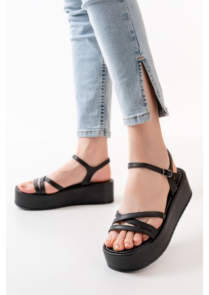 Bayan Sandalet 861-1016 Siyah Dolgu Kadın Sandalet fiyatları