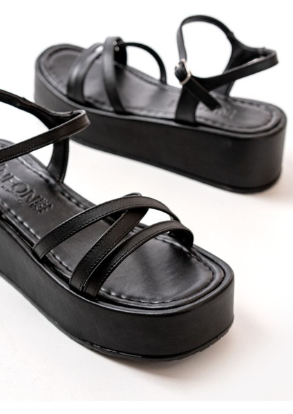 Bayan Sandalet 861-1016 Siyah Dolgu Kadın Sandalet fırsatları