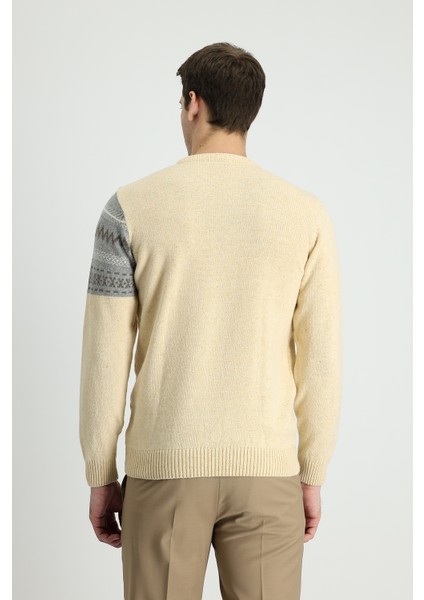 Bisiklet Yaka Desenli Yünlü Slim Fit Dar Kesim Triko Kazak modelleri