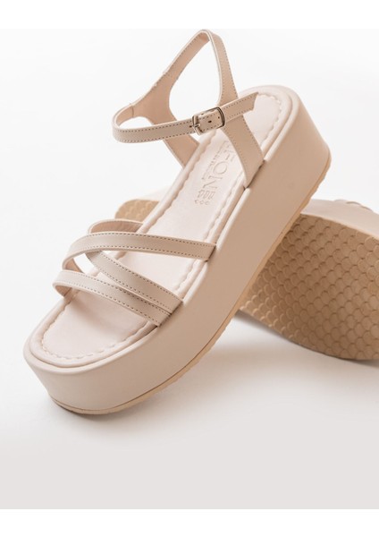 Bayan Sandalet 861-1016 Bej Dolgu Kadın Sandalet modelleri