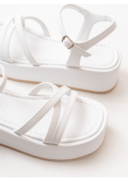 Bayan Sandalet 861-1016 Beyaz Dolgu Kadın Sandalet indirimleri