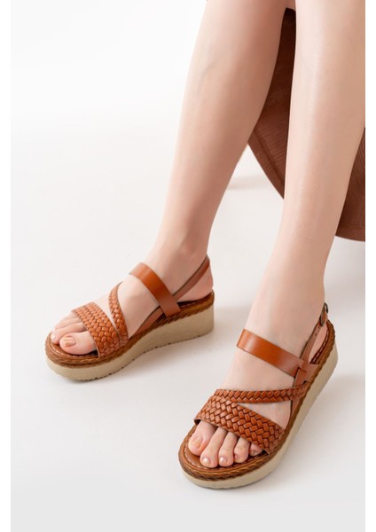 Bayan Sandalet 730-152 Taba Ortopedik Hakiki Deri Dolgu Kadın Sandalet modelleri