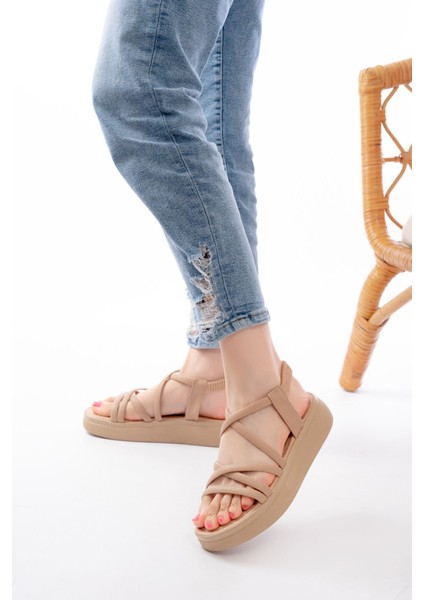 Bayan Sandalet 24413-841 Nut Dolgu Topuk Kadın Sandalet