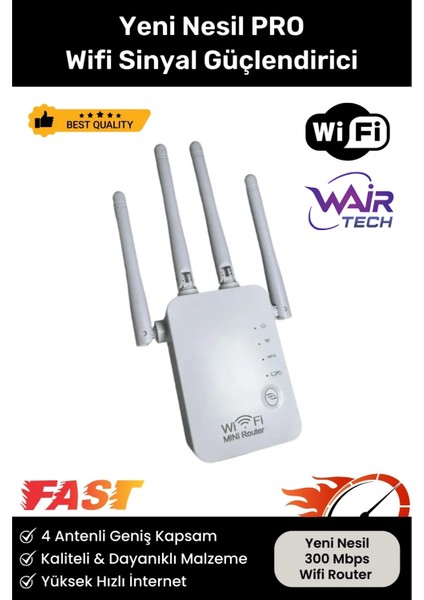 Yeni Nesil Pro Sinyal Genişletici 300 Mbps Dual Band Wifi Access Point Mini Router