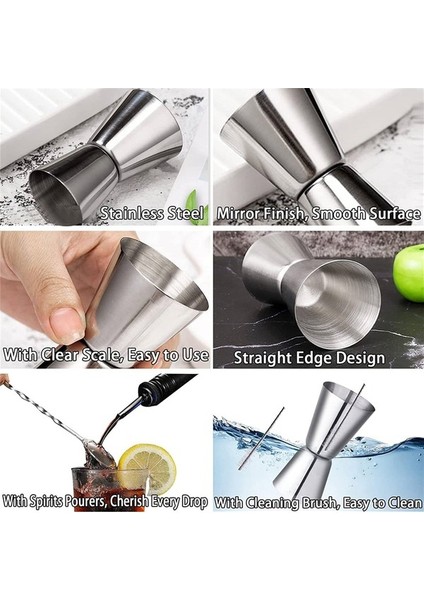 1 Set Kokteyl Ölçüm Kupaları Paslanmaz Çelik Çubuk Tedbir 3/4/5cl Iç Ölçeklendirme ile Küçük Jigger Çift Ölçüm Bardağı (Yurt Dışından) indirimleri