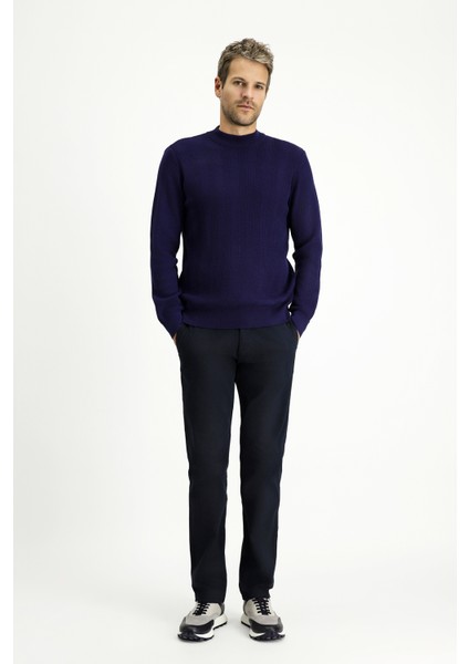 Yarım Balıkçı Yaka Slim Fit Dar Kesim Desenli Pamuklu Triko Kazak modelleri