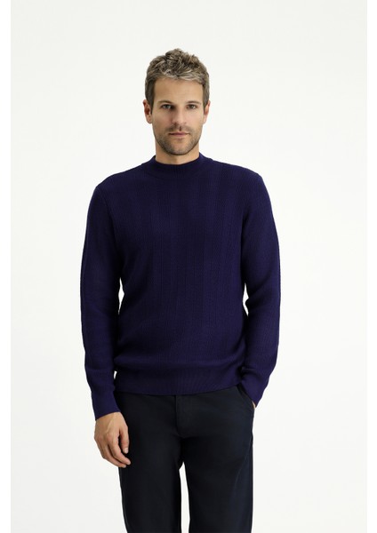 Yarım Balıkçı Yaka Slim Fit Dar Kesim Desenli Pamuklu Triko Kazak fırsatları