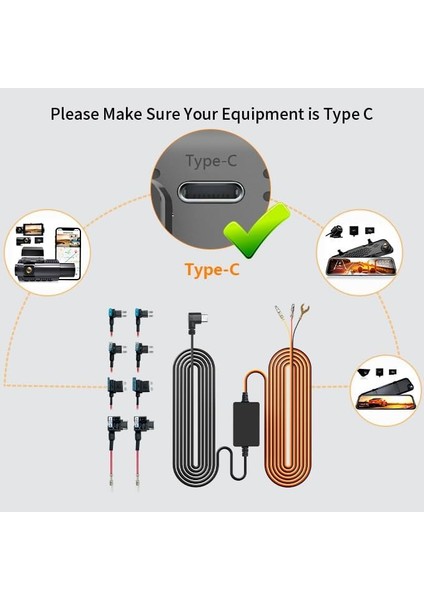 Tip C Hardwire Kit HW01-DT, 3,5 M Uzunluk, 24 Saat Park Izleme, Döngü Kayıt fiyatları