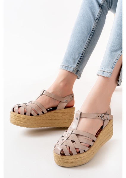 Bayan Sandalet 684-02 Bej Ortopedik Hakiki Deri Dolgu Kadın Sandalet indirimleri