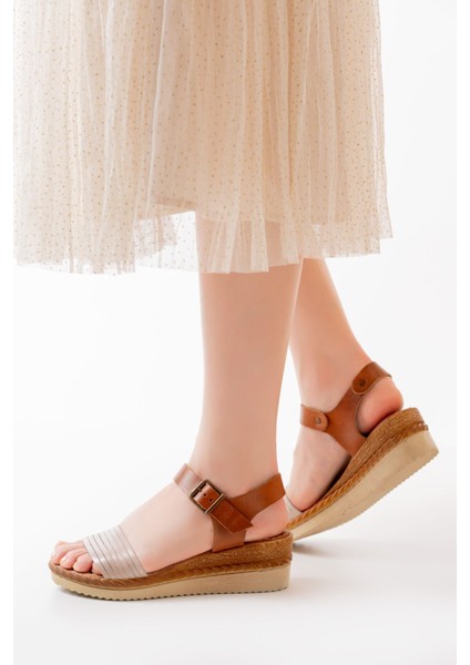 Bayan Sandalet 731-07 Bej Ortopedik Hakiki Deri Dolgu Kadın Sandalet indirimleri