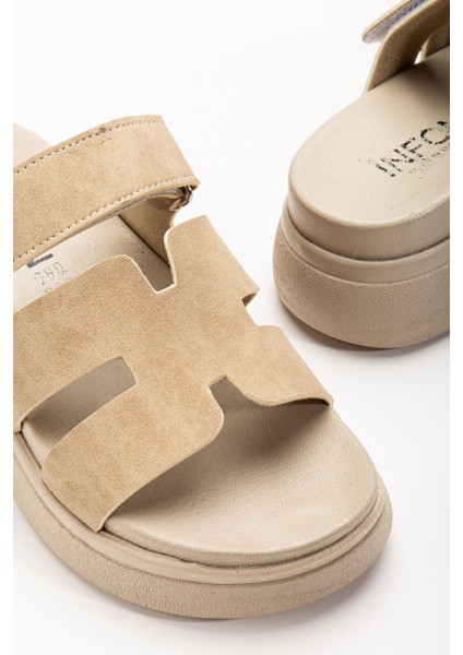 Bayan Sandalet 24422-HERMES Bej Dolgu Topuk Kadın Sandalet fiyatları