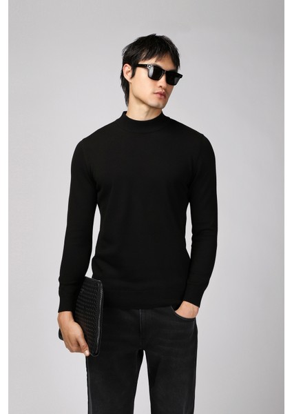 Yarım Balıkçı Yaka Regular Fit Pamuklu Triko Kazak