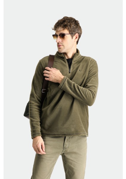 Yarım Fermuarlı Nakışlı Polar Sweatshirt fiyatları