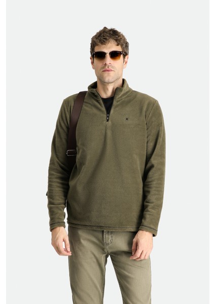Yarım Fermuarlı Nakışlı Polar Sweatshirt modelleri