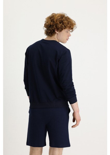 Bisiklet Yaka Nakışlı Pamuklu Sweatshirt fırsatları