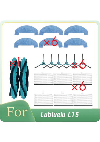 Lubluelu L15 Kendiliğinden Boşalan Robot Süpürge Için 20 Adet Ana Yan Fırça Hepa Filtre Paspas Pedi Temel Süpürge Aksesuarları (Yurt Dışından)