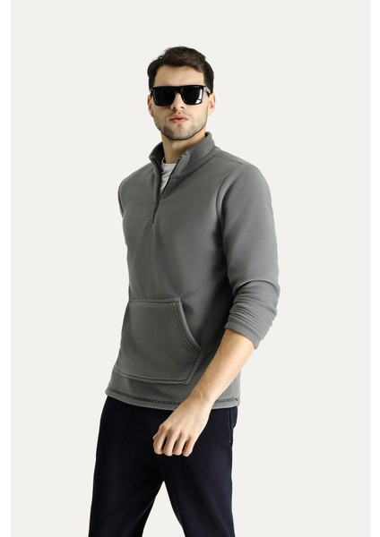 Yarım Fermuarlı Polar Sweatshirt