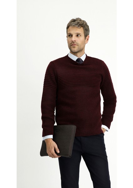 Bisiklet Yaka Regular Fit Çizgili Triko Kazak fiyatları