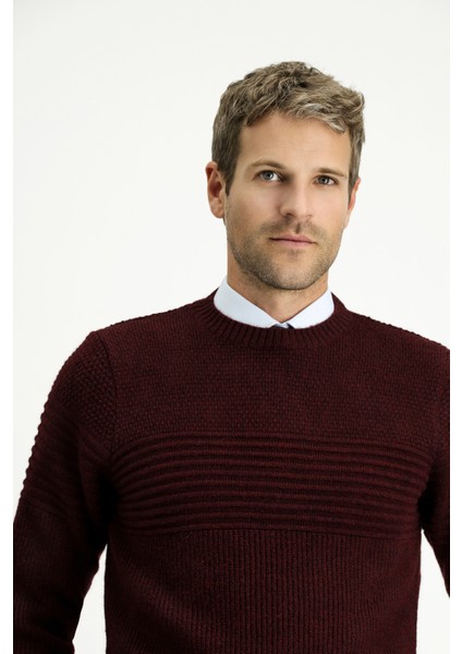 Bisiklet Yaka Regular Fit Çizgili Triko Kazak modelleri