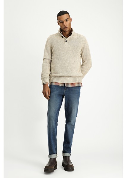 Yarım Balıkçı Yaka Regular Fit Desenli Alpaka Yünlü Triko Kazak fiyatları