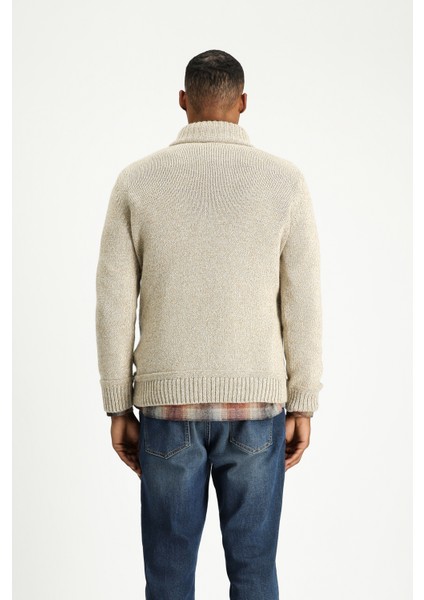 Yarım Balıkçı Yaka Regular Fit Desenli Alpaka Yünlü Triko Kazak indirimleri