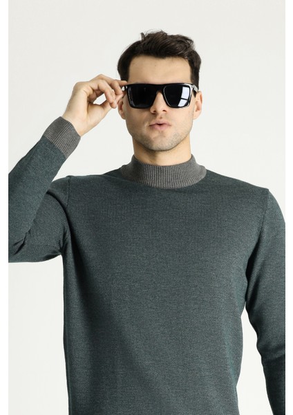 Yarım Balıkçı Yaka Slim Fit Dar Kesim Desenli Triko Kazak fiyatları