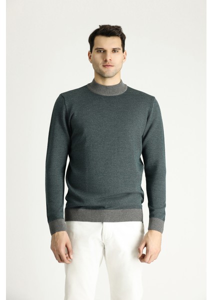 Yarım Balıkçı Yaka Slim Fit Dar Kesim Desenli Triko Kazak modelleri