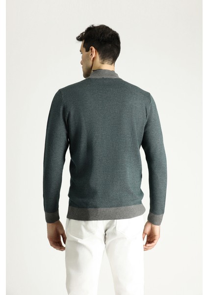 Yarım Balıkçı Yaka Slim Fit Dar Kesim Desenli Triko Kazak fırsatları