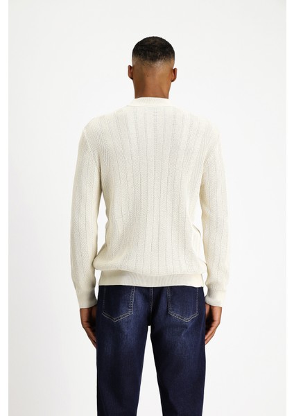 Yarım Balıkçı Yaka Slim Fit Dar Kesim Desenli Pamuklu Triko Kazak fırsatları