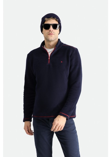 Yarım Fermuarlı Nakışlı Polar Sweatshirt fiyatları